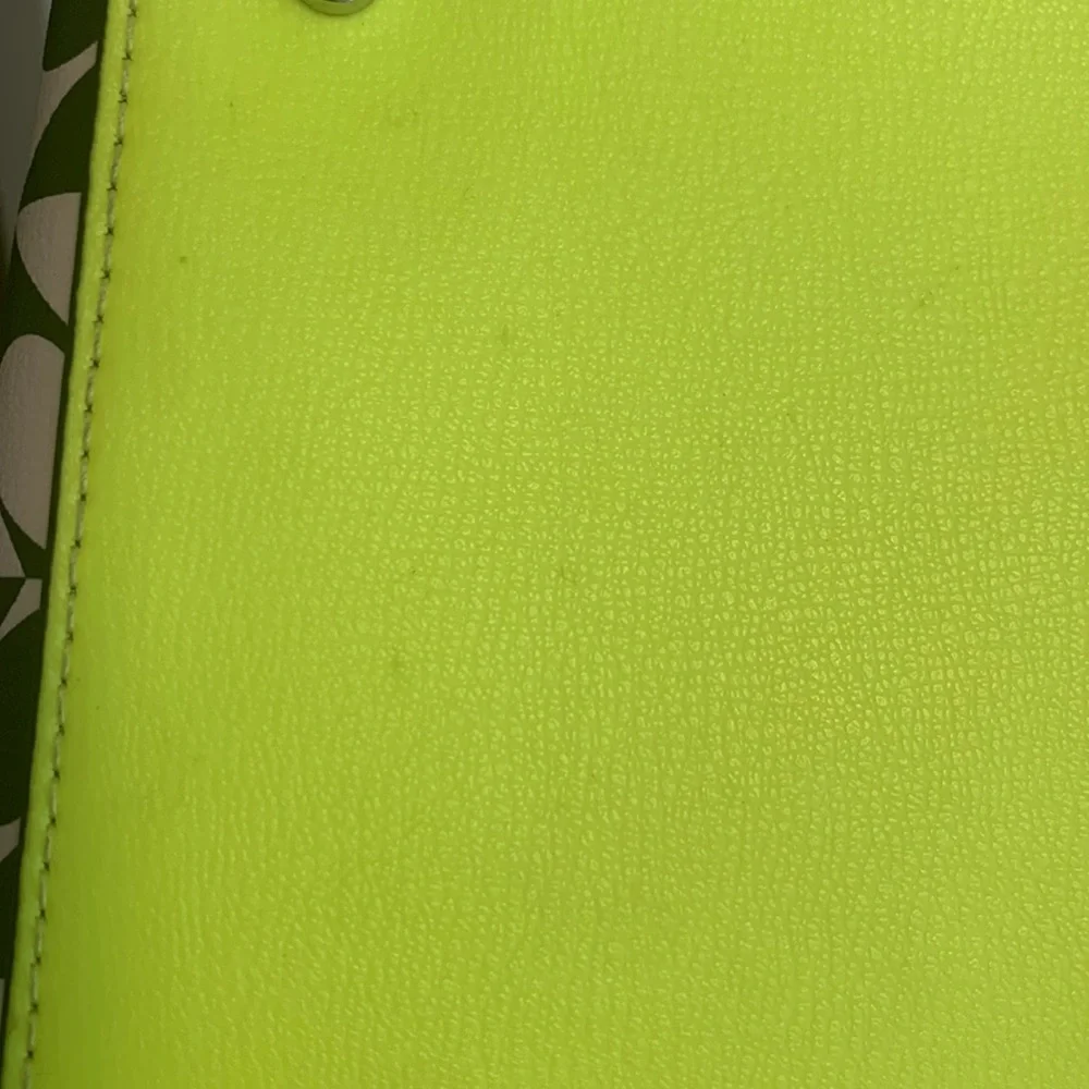 kate spade Black and White Floral Tote with Neon Yellow Trim